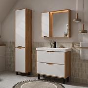 Зеркало со шкафом Volna Barney 80 L zsBARNEY80.L-04 с подсветкой цвет Белый Дуб гудзон-7