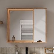 Зеркало со шкафом Volna Barney 80 R zsBARNEY80.R-04 с подсветкой цвет Белый Дуб гудзон-2