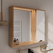 Зеркало со шкафом Volna Barney 80 R zsBARNEY80.R-04 с подсветкой цвет Белый Дуб гудзон-3