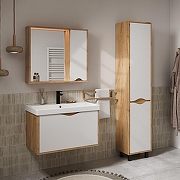 Зеркало со шкафом Volna Barney 80 R zsBARNEY80.R-04 с подсветкой цвет Белый Дуб гудзон-7