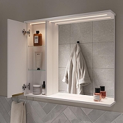 Зеркало со шкафом Volna Lotty Gold 80 L zsLOTTYGD80.L-04 с подсветкой цвет Белый-4