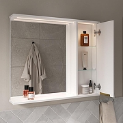 Зеркало со шкафом Volna Lotty Gold 80 R zsLOTTYGD80.R-04 с подсветкой цвет Белый-4