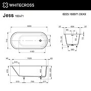 Ванна из искусственного камня Whitecross Jess 160x71 0223.160071.2XXXX цвет RAL матовый-1