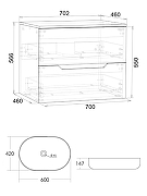 Тумба с раковиной Orange Line 70 Li-70TuwMDF+B08-600W подвесная цвет Белый матовый-1