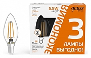 Набор ламп светодиодных Gauss Basic Filament 1031116T IP 20