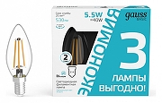 Набор ламп светодиодных Gauss Basic Filament 1031126T IP 20