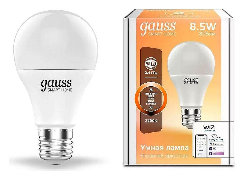 Лампа светодиодная с управлением через Wi-Fi Gauss Smart Home 1050112 