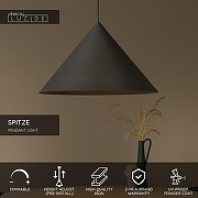 Подвесной светильник Lucide Spitze 21440/60/36 цвет плафона/подвески Серый, цвет арматуры Черный-4