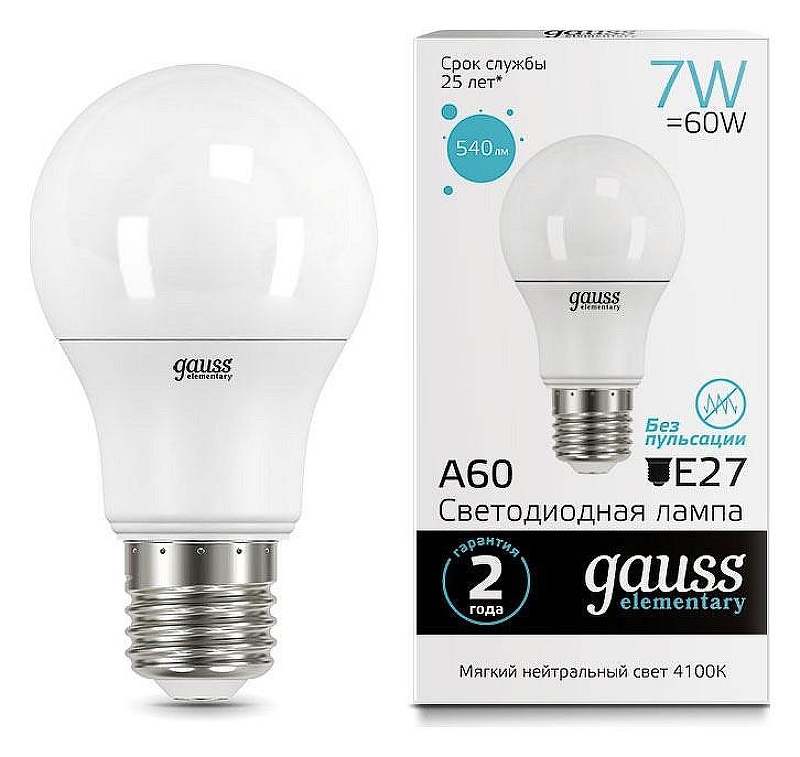 Светодиодная лампа Gauss Led Elementary A60 23227A 