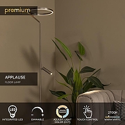 Торшер с подсветкой Lucide Applause 23700/20/15 цвет плафона/подвески Серый, Металик, цвет арматуры Металлик-10