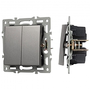 Выключатель двухклавишный без рамки Arlight SWT 043726 цвет Серый