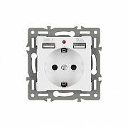 Розетка с заземлением и 2хUSB type A, без рамки Arlight SCT 043733 цвет Белый-1