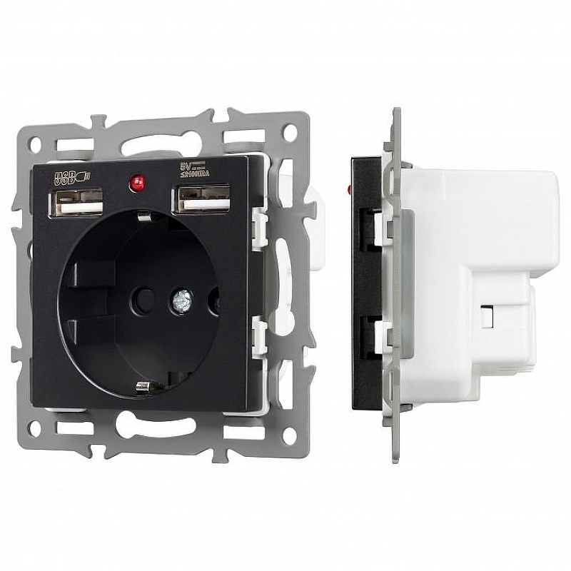 Розетка с заземлением и 2хUSB type A, без рамки Arlight SCT 043734 