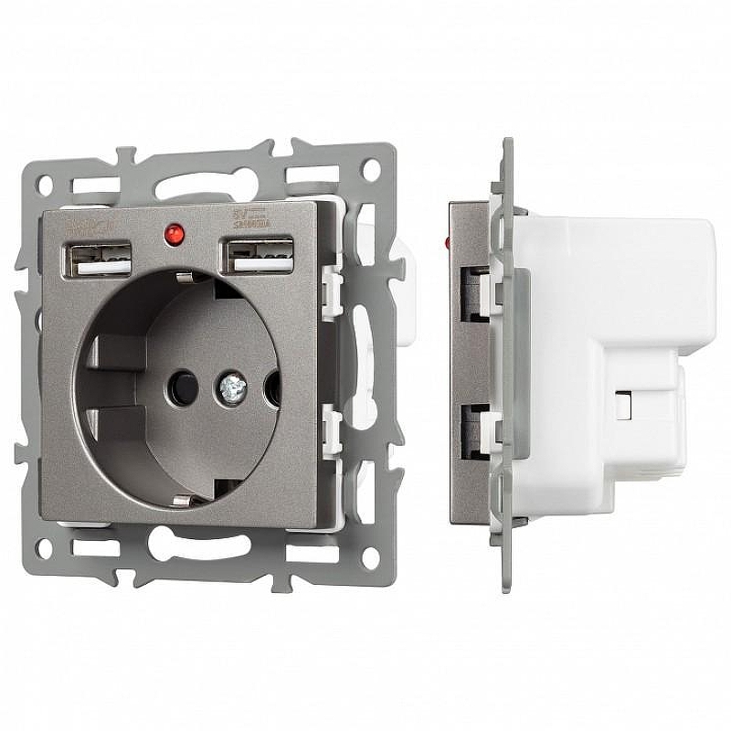 Розетка с заземлением и 2хUSB type A, без рамки Arlight SCT 043735 