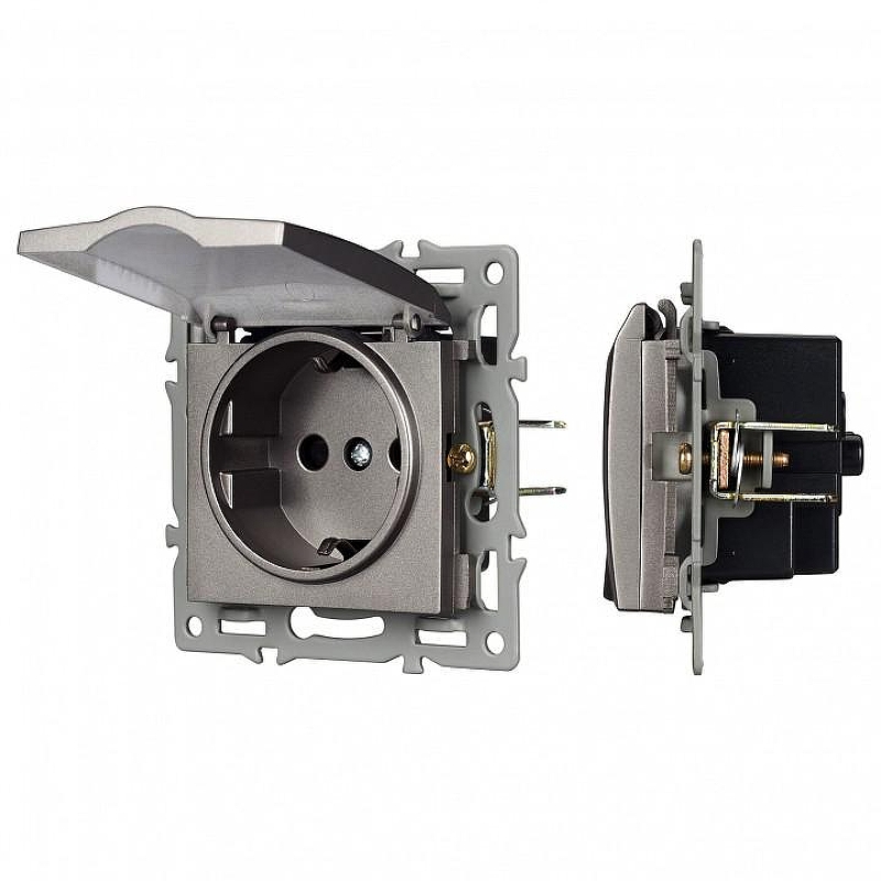 Розетка влагозащищенная с заземлением и со шторкой, без рамки с крышкой Arlight SCT 043747 