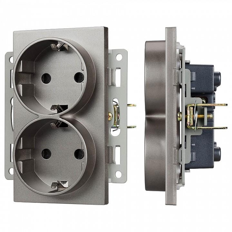 Розетка двойная с заземлением, без рамки Arlight SCT 043766 