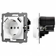 Розетка с заземлением и 2хUSB type A, без рамки Arlight SCT 049818 цвет Белый