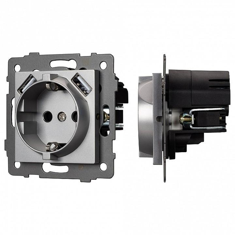 Розетка с заземлением и 2хUSB type A, без рамки Arlight SCT 049820 