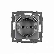 Розетка с заземлением и 2хUSB type A, без рамки Arlight SCT 049820 цвет Серый-1