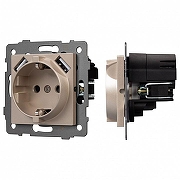 Розетка с заземлением и 2хUSB type A, без рамки Arlight SCT 049821 цвет Золото