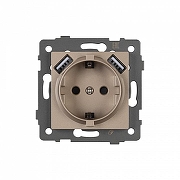 Розетка с заземлением и 2хUSB type A, без рамки Arlight SCT 049821 цвет Золото-1