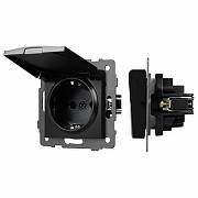 Розетка влагозащищенная с заземлением и со шторкой, без рамки с крышкой Arlight SCT 049835 цвет Черный