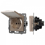Розетка влагозащищенная с заземлением и со шторкой, без рамки с крышкой Arlight SCT 049837 цвет Золото