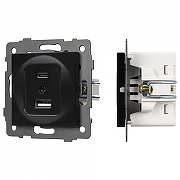 Механизм розетки 2хUSB type A и C Arlight SCT 049838 цвет Черный