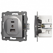 Механизм розетки 2хUSB type A и C Arlight SCT 049840 цвет Серый
