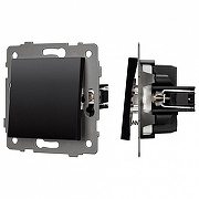 Выключатель самовозвратный одноклавишный без рамки Arlight SWT 049880 цвет Черный