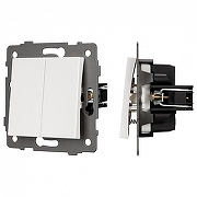 Выключатель самовозвратный двухклавишный без рамки Arlight SWT 049883 цвет Белый