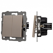 Выключатель самовозвратный двухклавишный без рамки Arlight SWT 049886 цвет Золото