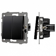 Выключатель двухклавишный без рамки Arlight SWT 049888 цвет Черный