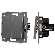 Выключатель двухклавишный без рамки Arlight SWT 049889 цвет Серый