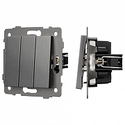 Выключатель трехклавишный без рамки Arlight SWT 049898 цвет Серый