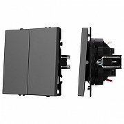 Выключатель проходной двухклавишный без рамки Arlight SWT 054257 цвет Серый