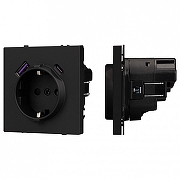 Розетка с заземлением и 2хUSB type A, без рамки Arlight SCT 054285 цвет Черный