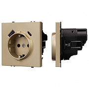 Розетка с заземлением и 2хUSB type A, без рамки Arlight SCT 054286 цвет Золото