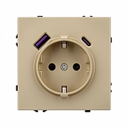 Розетка с заземлением и 2хUSB type A, без рамки Arlight SCT 054286 цвет Золото-2