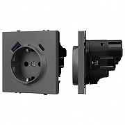 Розетка с заземлением и 2хUSB type A, без рамки Arlight SCT 054287 цвет Серый