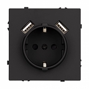 Розетка с заземлением и 2хUSB type A, без рамки Arlight SCT 054289 цвет Черный-2