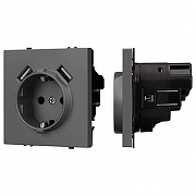 Розетка с заземлением и 2хUSB type A, без рамки Arlight SCT 054291 цвет Серый
