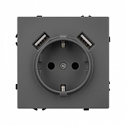 Розетка с заземлением и 2хUSB type A, без рамки Arlight SCT 054291 цвет Серый-2