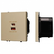 Розетка 2хUSB type A и C без рамки Arlight SCT 054318 цвет Золото