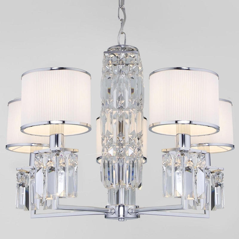 Люстра Eurosvet Zaffiro 10099/5 хром/прозрачный хрусталь Strotskis (новый абажур) 