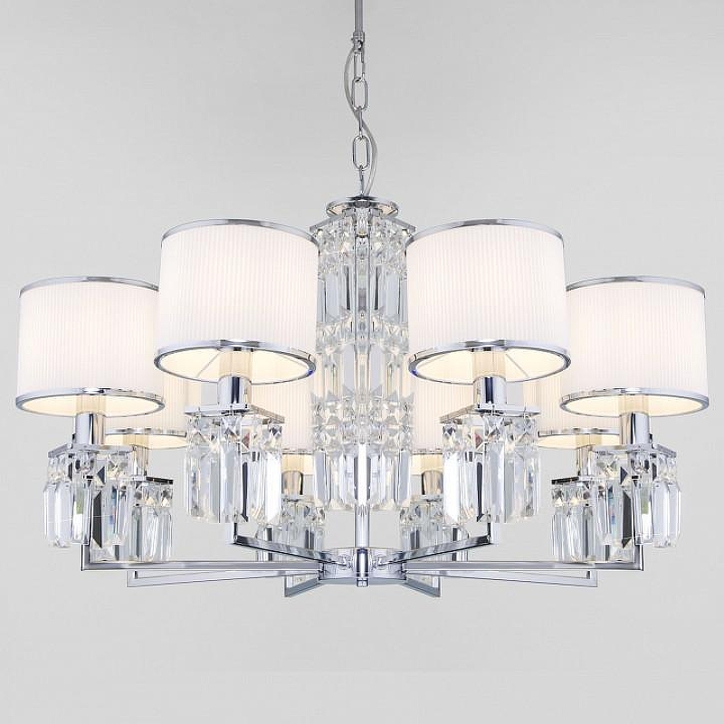 Люстра Eurosvet Zaffiro 10099/8 хром/прозрачный хрусталь Strotskis (новый абажур) 