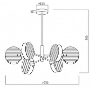 Люстра на штанге iLamp Panorama 15598-6 SN+CL цвет плафона/подвески Прозрачный, цвет арматуры Никель-1