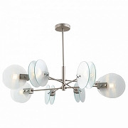 Люстра на штанге iLamp Panorama 15598-8 SN+CL цвет плафона/подвески Прозрачный, цвет арматуры Никель