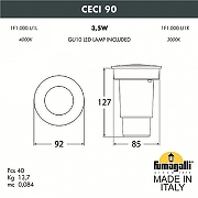 Встраиваемый в дорогу светильник Fumagalli Ceci 1F1.000.000.LXU1L цвет плафона/подвески Белый, цвет арматуры Серый-3