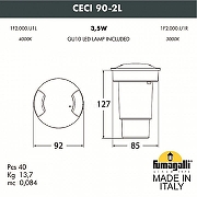 Встраиваемый в дорогу светильник Fumagalli Ceci 1F2.000.000.AXU1L цвет плафона/подвески Белый, цвет арматуры Черный-2